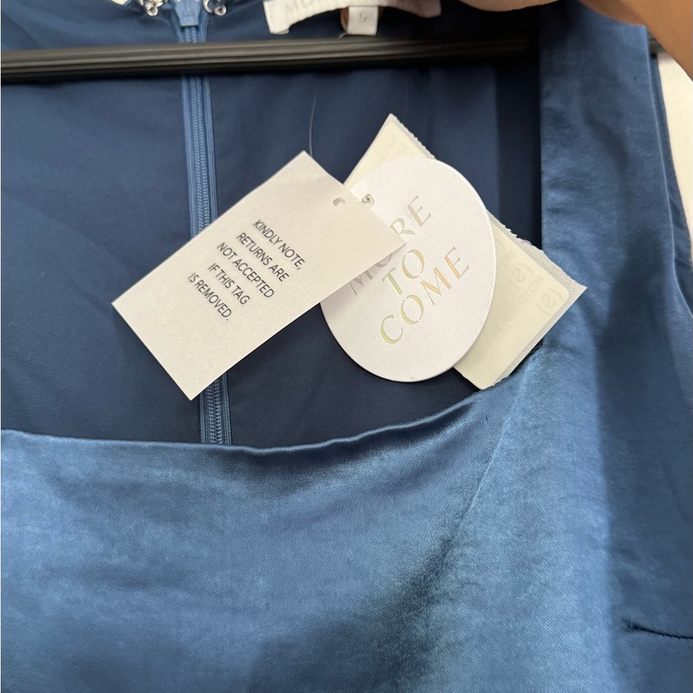 NWT More to come Elegant Blue Satin Dress - Picture 4 of 6
